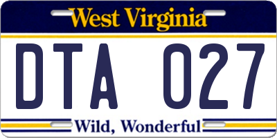 WV license plate DTA027