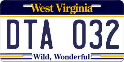 WV license plate DTA032
