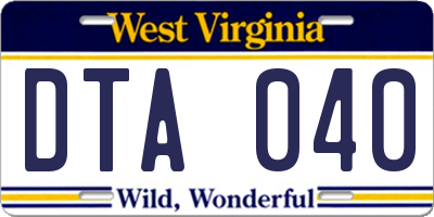 WV license plate DTA040