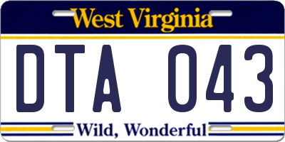 WV license plate DTA043