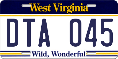 WV license plate DTA045