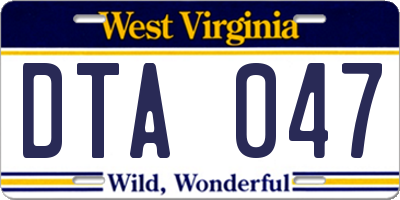 WV license plate DTA047