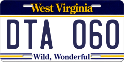 WV license plate DTA060