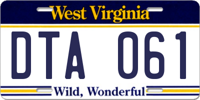 WV license plate DTA061