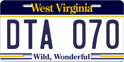 WV license plate DTA070