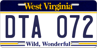 WV license plate DTA072