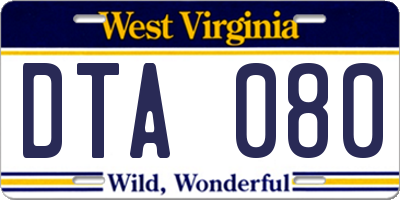 WV license plate DTA080