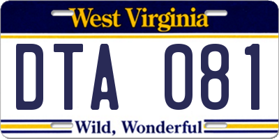 WV license plate DTA081