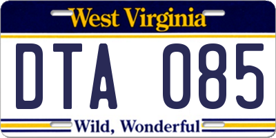 WV license plate DTA085