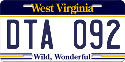 WV license plate DTA092