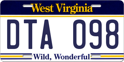 WV license plate DTA098