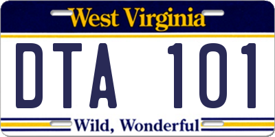 WV license plate DTA101