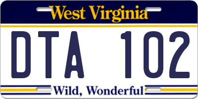WV license plate DTA102