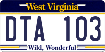 WV license plate DTA103