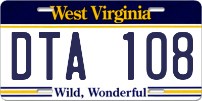 WV license plate DTA108