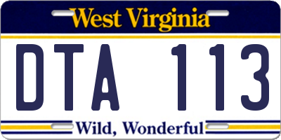 WV license plate DTA113