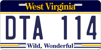 WV license plate DTA114