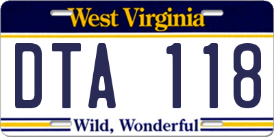 WV license plate DTA118