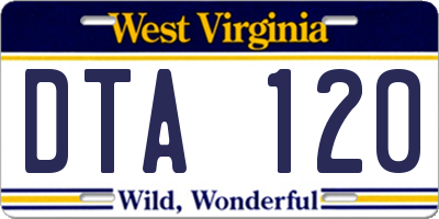WV license plate DTA120