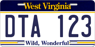 WV license plate DTA123