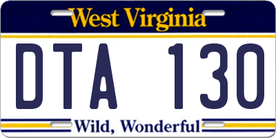 WV license plate DTA130