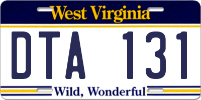 WV license plate DTA131