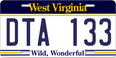 WV license plate DTA133