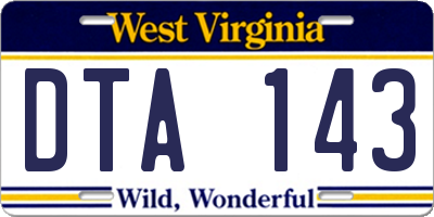 WV license plate DTA143