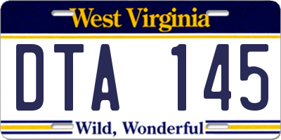 WV license plate DTA145