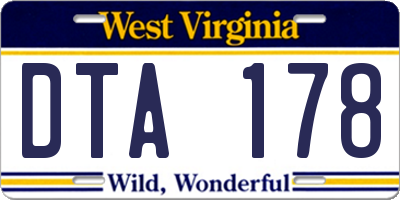 WV license plate DTA178