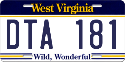 WV license plate DTA181