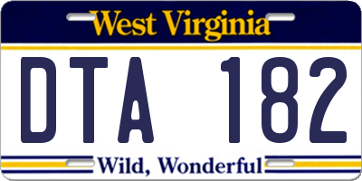 WV license plate DTA182