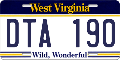 WV license plate DTA190