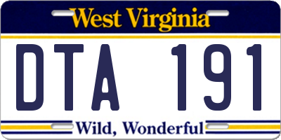 WV license plate DTA191