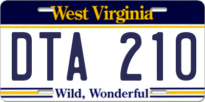 WV license plate DTA210