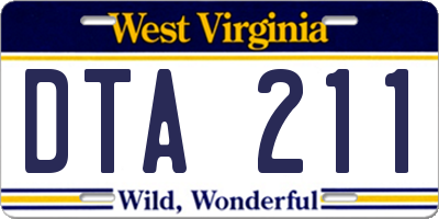 WV license plate DTA211