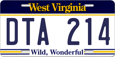 WV license plate DTA214
