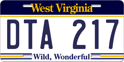 WV license plate DTA217