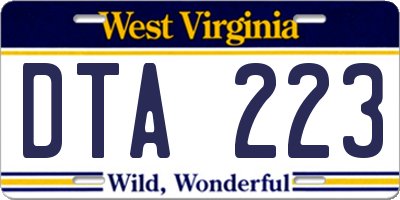 WV license plate DTA223