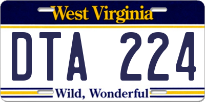 WV license plate DTA224