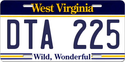 WV license plate DTA225