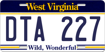 WV license plate DTA227