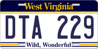 WV license plate DTA229