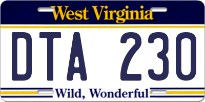 WV license plate DTA230