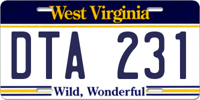 WV license plate DTA231