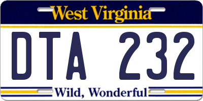 WV license plate DTA232