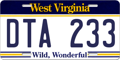 WV license plate DTA233