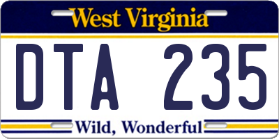 WV license plate DTA235