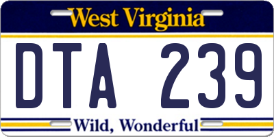 WV license plate DTA239