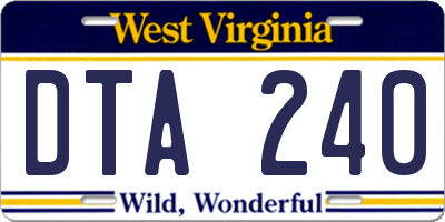 WV license plate DTA240